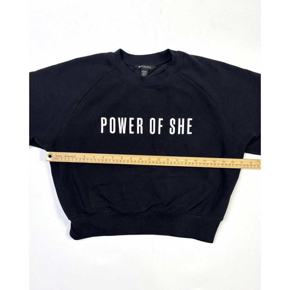 Athleta Sweatshirt Women's Small Power of She Black Crewneck Pullover - Picture 4 of 10